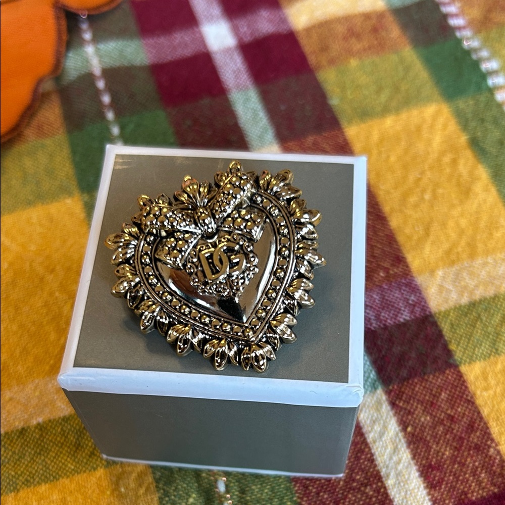 Dolce & Gabanna Heart-Shaped Gold Tone Brooch
